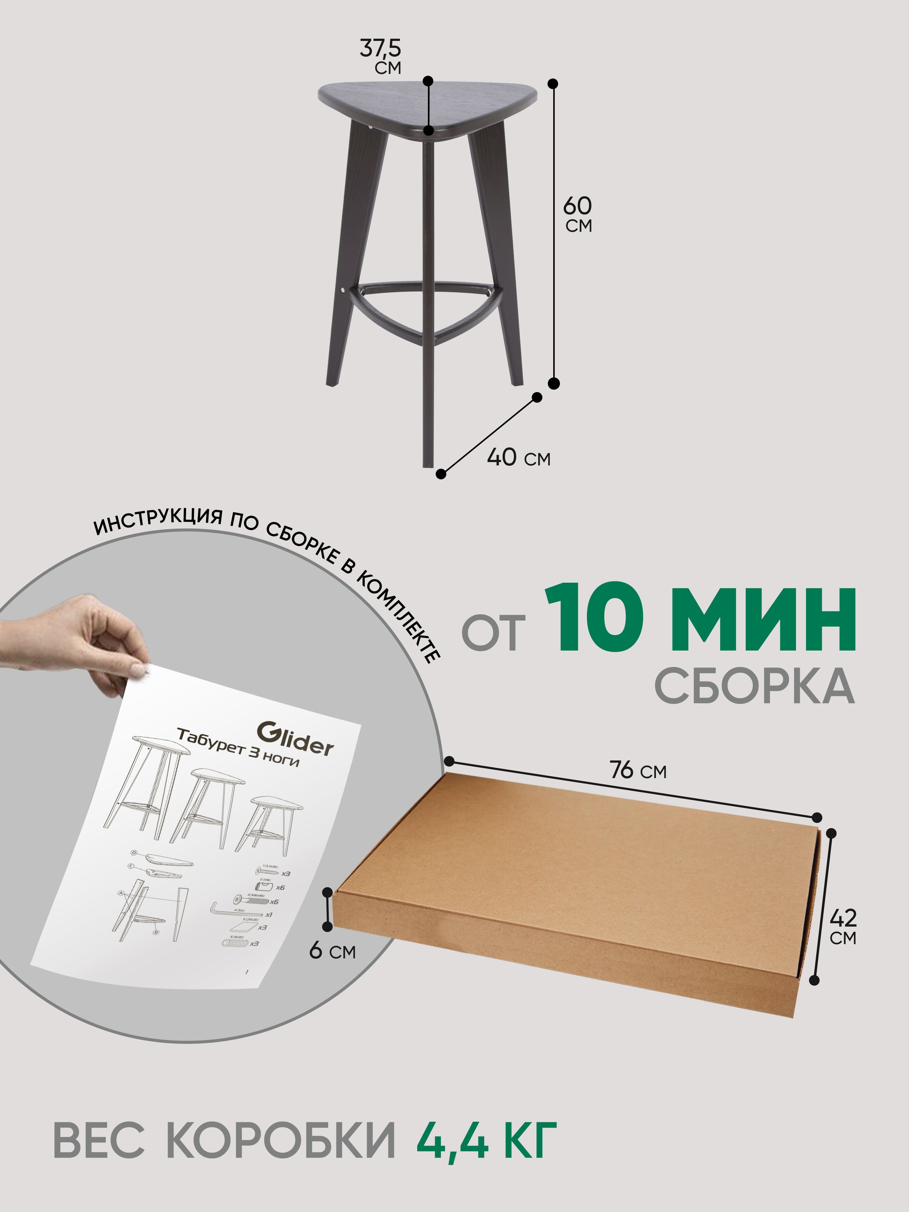 Табурет полубарный 3 ноги (венге)