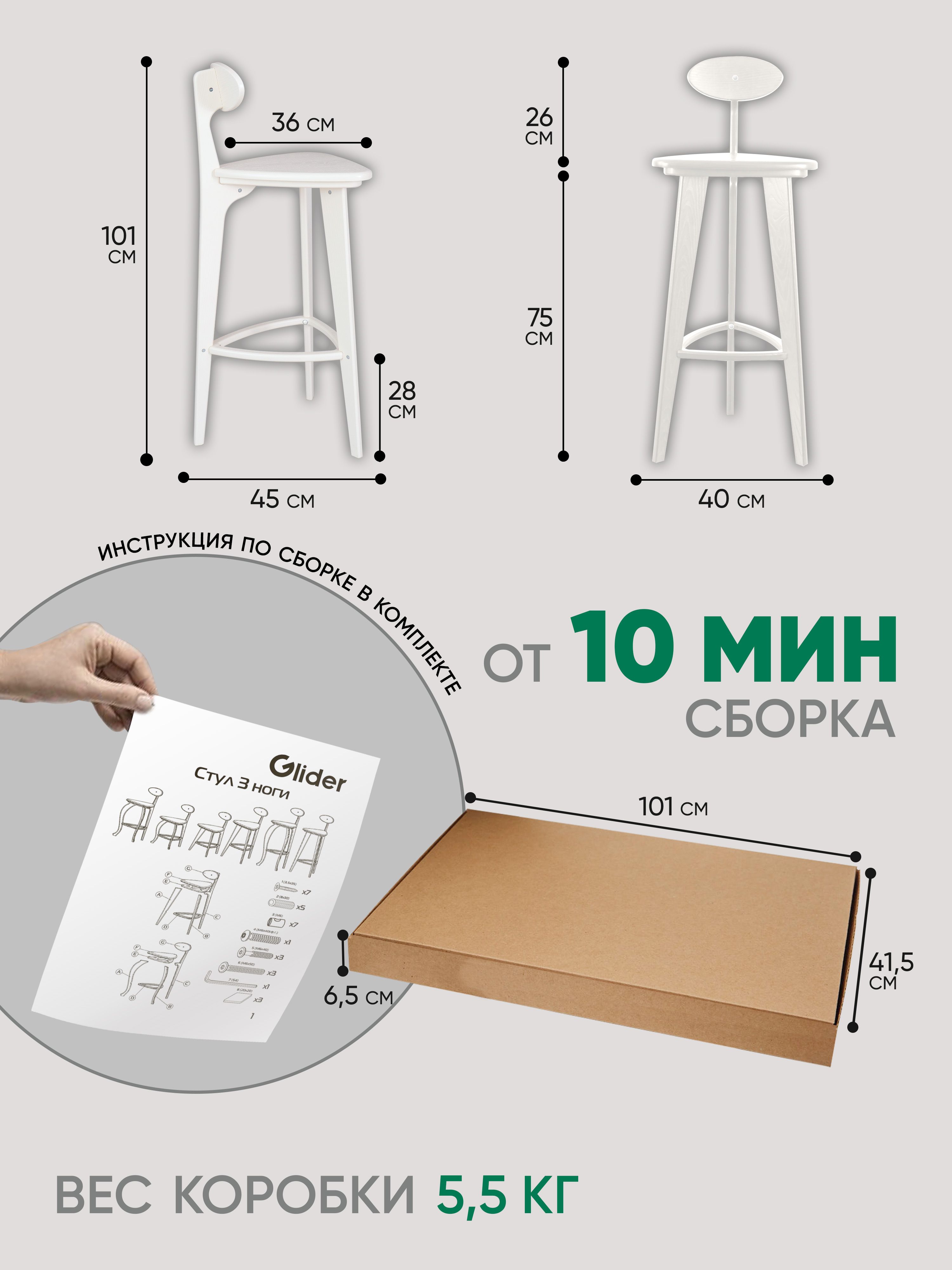 Стул барный 3 ноги (молочный дуб)